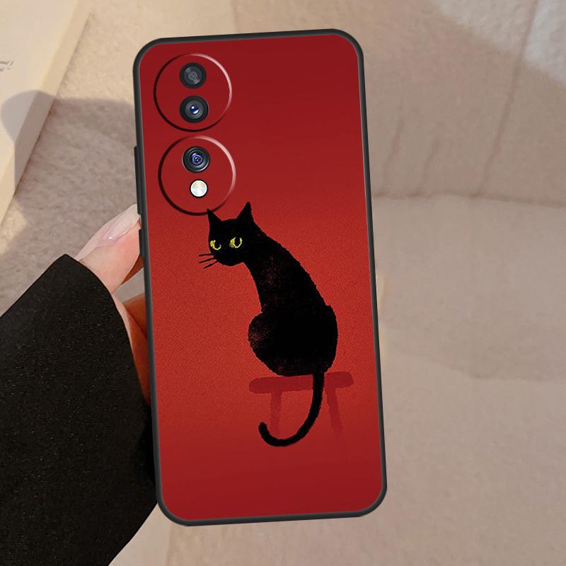 Black Cat Face Kitty For Honor Magic 7 Lite 6 5 V5 Case For Honor 400 200 Pro 90 70 50 X8a X8b X9a X9b X9c Cover