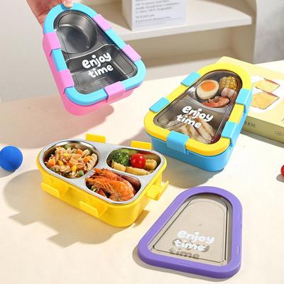 Portable Insulated Lunch Container Sealed Divided Lunch Plate  For Students