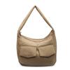 Korean version of simple lazy wind messenger bag women's large-capacity solid color versatile shoulder bag going out casual cotton clothes tote bag