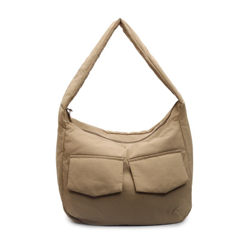 Korean version of simple lazy wind messenger bag women's large-capacity solid color versatile shoulder bag going out casual cotton clothes tote bag