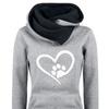 2Pcs/Set Women Autumn Winter Heart Print Sport Outfit Hooded Long Sleeve Front Pocket Sweatshirt Tops Elastic Waist Jogger Pants