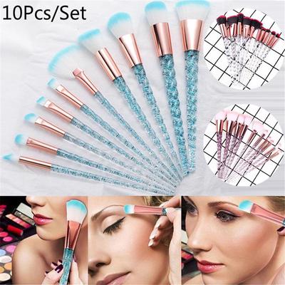 10pcs Profession Makeup Brush Set Crystal Spiral Handle Makeup Brush Makeup Tool