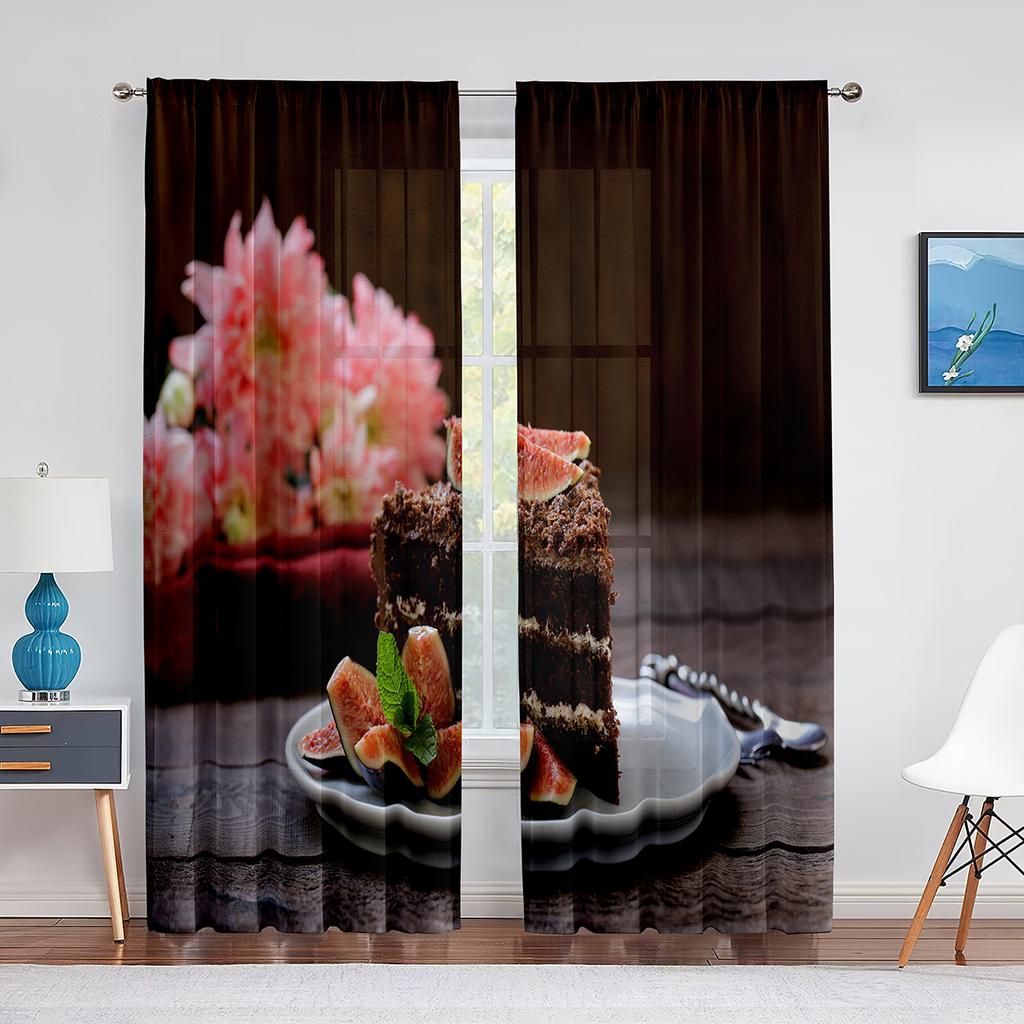 Naleśniki owocowe jagodowe Smaczne jedzenie Przezroczysta zasłona do salonu sypialni kuchni domowej Szyfonowe tiulowe zasłony Dekoracja okna