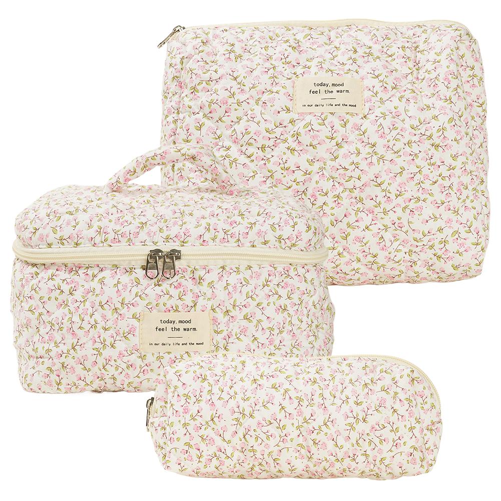 

Модная женская косметичка с цветочным принтом, стеганая сумка-тоут, портативная, для хранения косметики, ручная сумка, дорожный органайзер, стеганая на молнии Ba