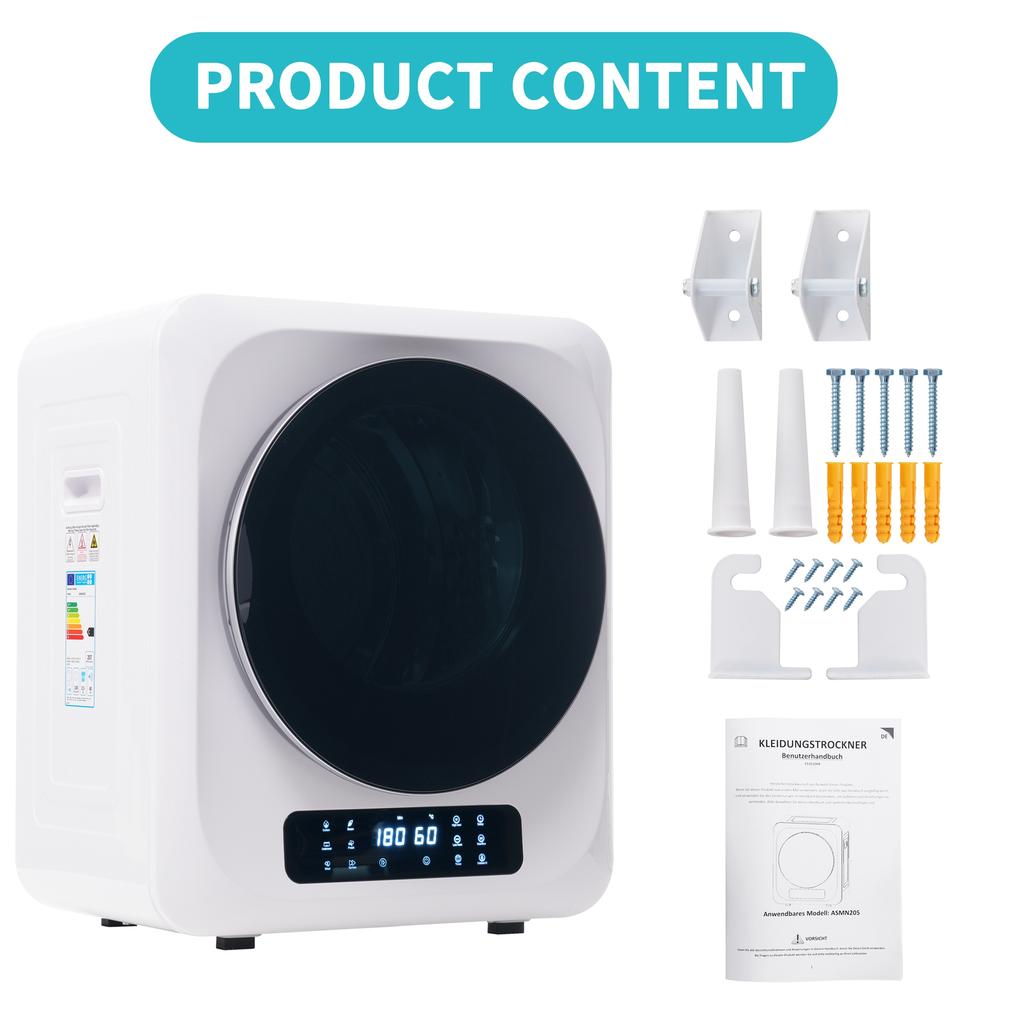 Sèche-linge à évacuation, acier inoxydable, 3 kg, en réalité jusqu'à 4 kg, 850 W, filtration multiple, 6 programmes. Protection contre la surchauffe, montage mural [Classe énergétique G]