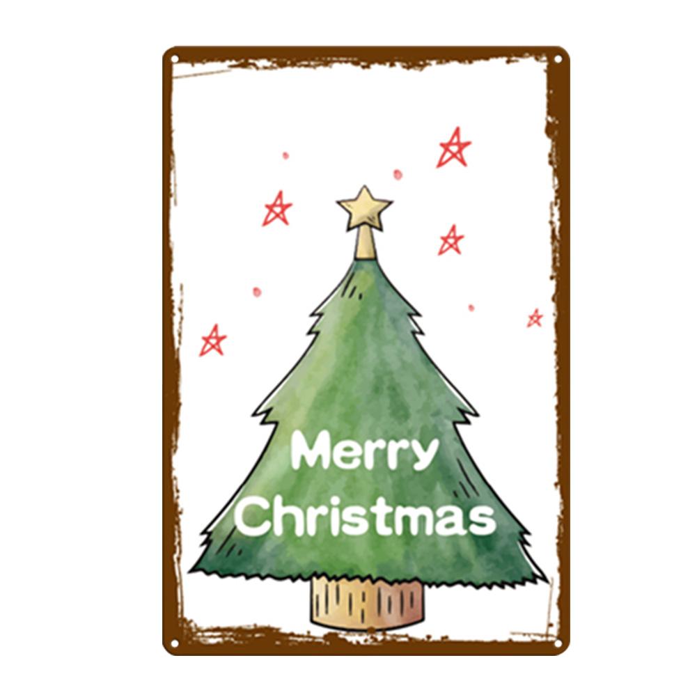 Merry Christmas Metal Tin Sign Plaque Cartoon Elk Snowflake Iron Painting Home Bar Cafe Pub Decoration Wall Art Plates