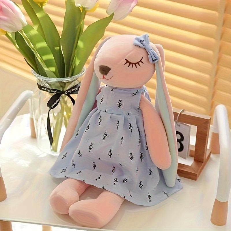 1pc Cute Bunny Plush Toy, Soft Polyester Non-Woven Fabric, Lightweight Stuffed Animal Toys, Children Easter Gift
