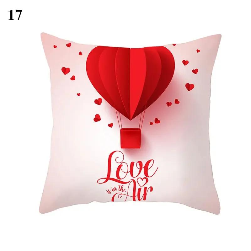 Valentine's Day Cushion Cover Red Heart Print Pillowcase  Sofa