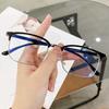 Retro Half Frame Metal Eyeglass Frame For Men Business Square Blue Light Blocking Plain Glasses Browline Eyeglass Holder Eyewear Accessories