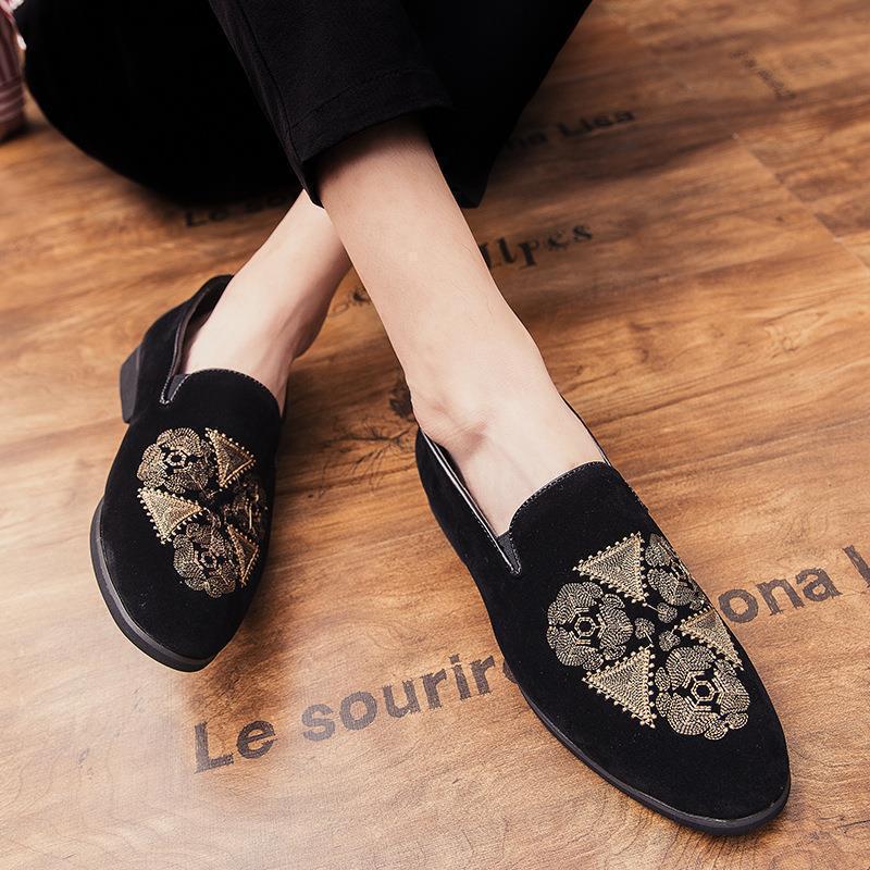 Autumn Men's Pointed Toe Leather Slip-On Loafers, One-Step Matte Driving Shoes