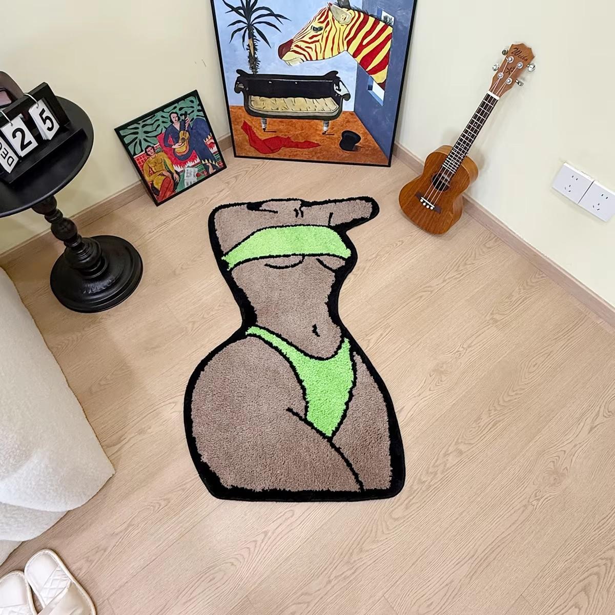 

VIKAMA Sexy Bikini Short Pile Rug Bathroom Floor Mats Soft Fit Chic Rugs Bedroom Rugs Living Area Floor Mats Home Decor 40X90CM(1.3X5.3FT