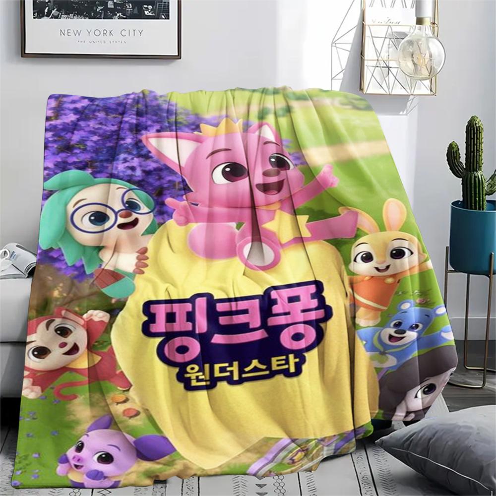 1PC Pinkfong Print Flannel Blanket, High Quality Comfortable for All Seasons, Home Decor, Warmth and Comfort, Perfect for Christmas Gifts112