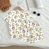 Kids Casual Short Sleeve Top and Shorts Set Animal Print Lightweight Breathable Summer Outfit for Boys and Girls Soft Fabric