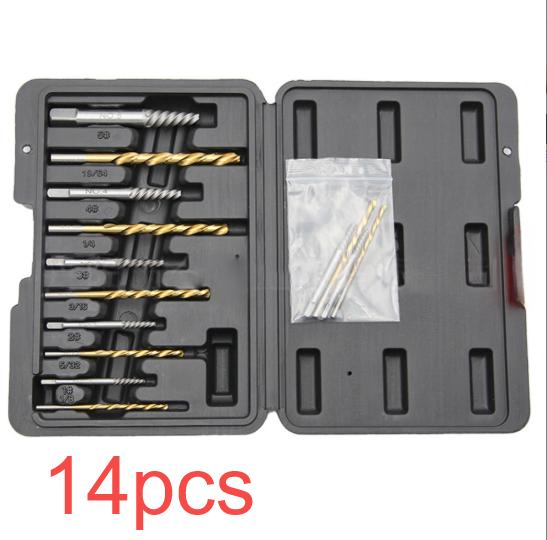 10 pieces coarse tooth threading drill bit set high speed steel with titanium coating for use on metals plastics and more