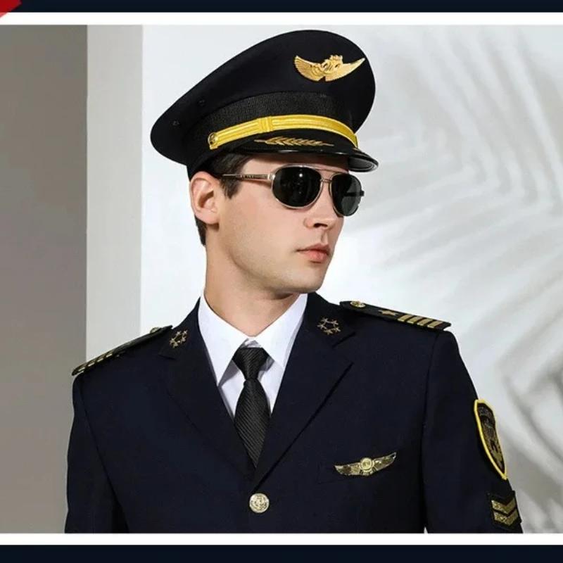 Chapéus Militares de Qualidade Tamanho Grande Chapéu de Marinheiro Capitão Chapéu de Aviação Desempenho de Piloto Head-wear de Festa para Homens Mulheres 55-62cm