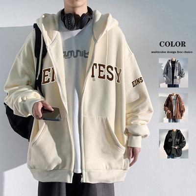 Huvtröja Herrmode Lös Herr Integrerad Fleecetröja Trendig Broderad Cardigan Topp