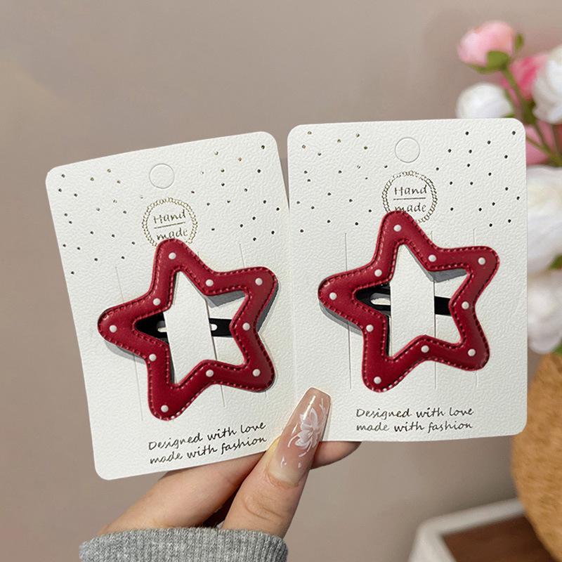 Sweet Star Red Polka Dot Hair Clip for Girls