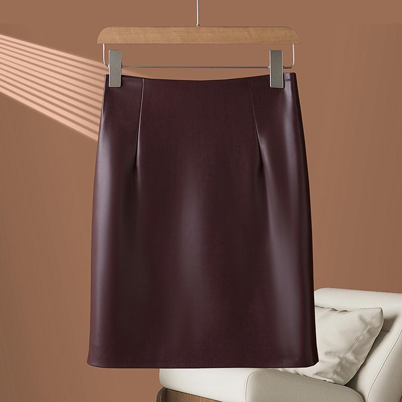 2026 Autumn/Winter Women's High Waist Genuine Lambskin Leather Skirt - Slimming, Hip-Hugging, and Sexy.