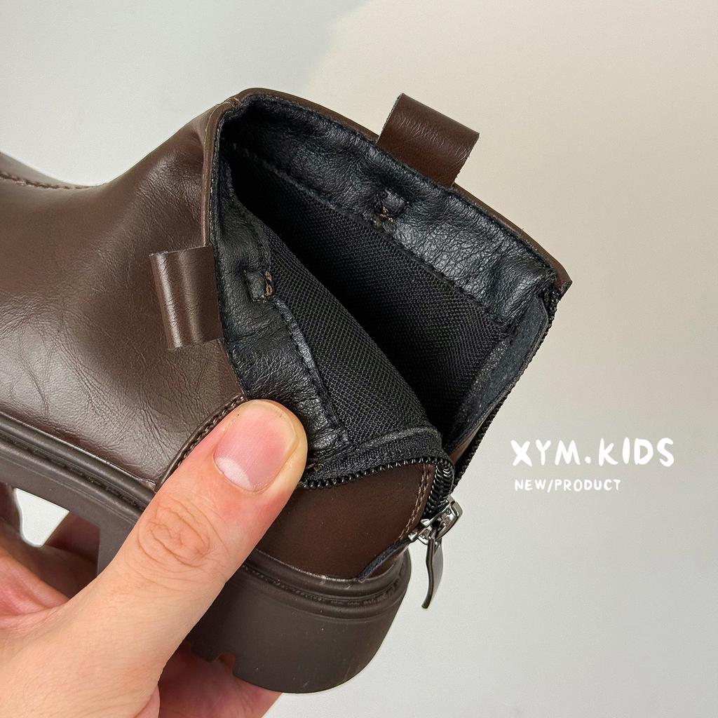 2025 Winter New Children's Martin Boots Fashion Versatile Girls Short Boots Korean Version Simple Girls Leather Boots