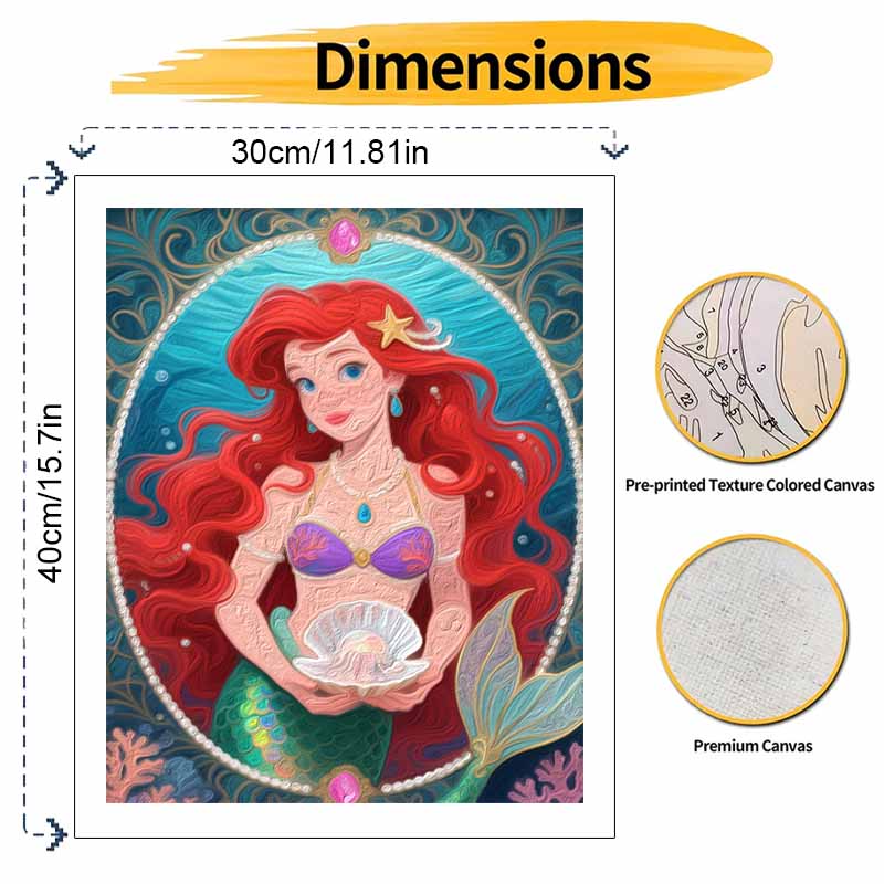 Disney Little Mermaid pearl digital oil painting art kit. handmade diy wall painting home decoration gifts