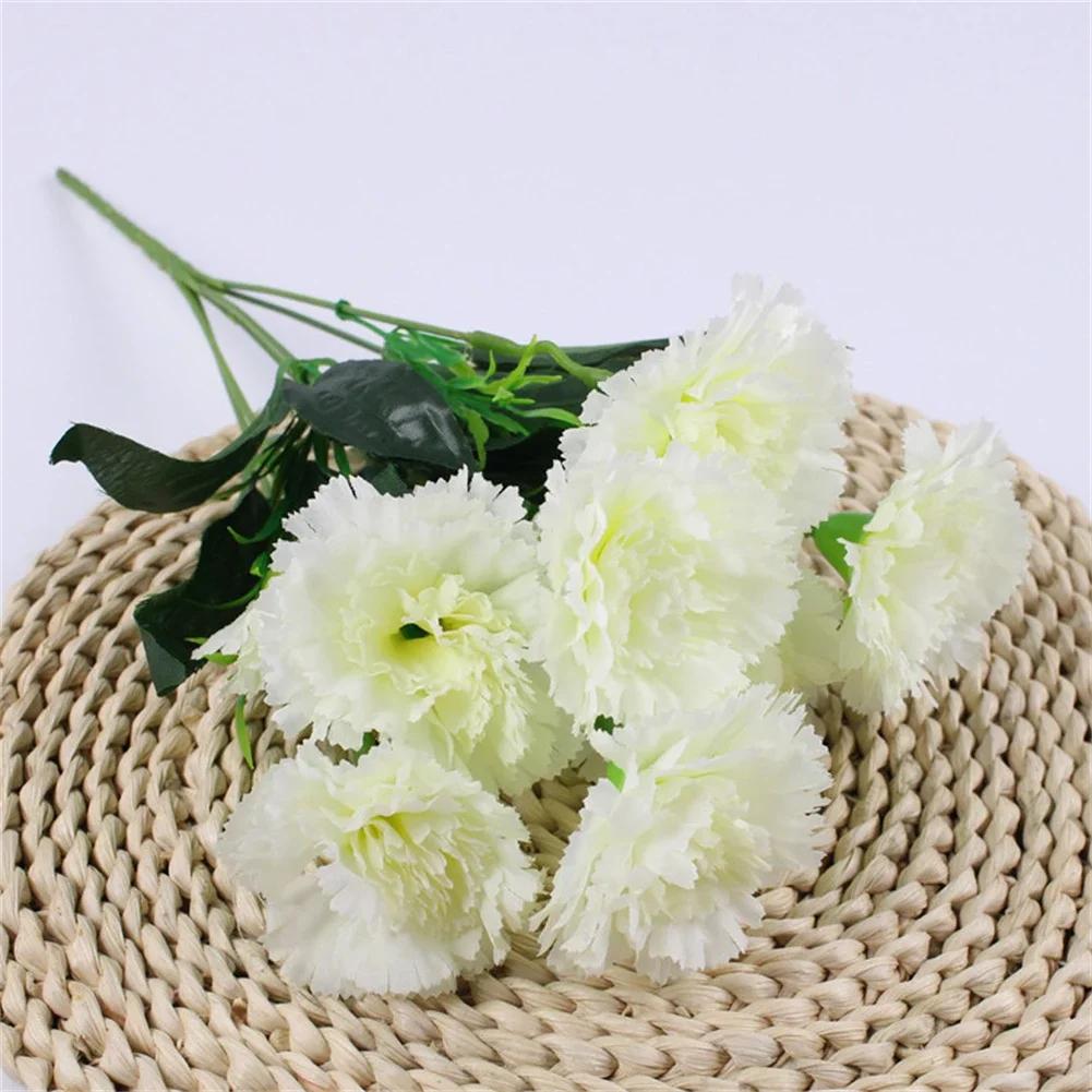 10 Head Carnation Artificial Flowers Bouquet Plastic Silk Fake Flowers Simulation Plants Decor For Wedding Accessory In Stock