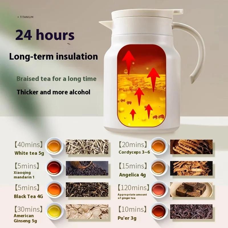 Teapot Titanium Teapot Household Sealed Thermos Large Capacity Teapot Tea Separation Stewing  Cold Insulation