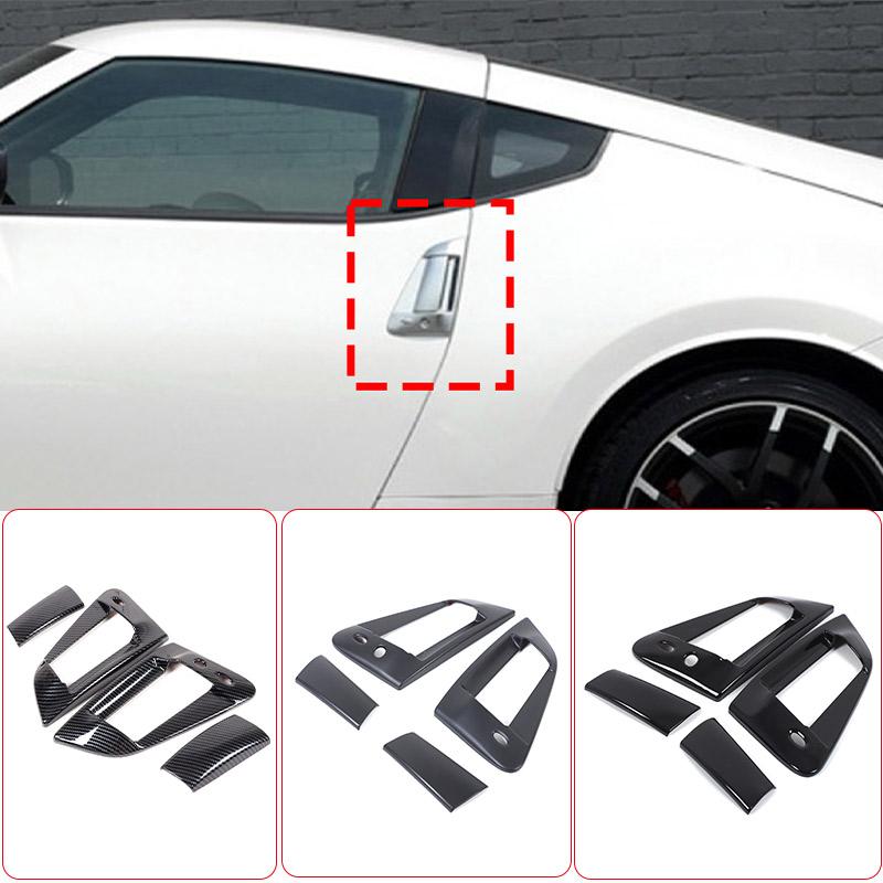 For NISSAN 370Z Z34 2009-2020 Carbon Fiber/Black Car Outer Door Handle Protective Cover Trim Stickers Exterior Accessories