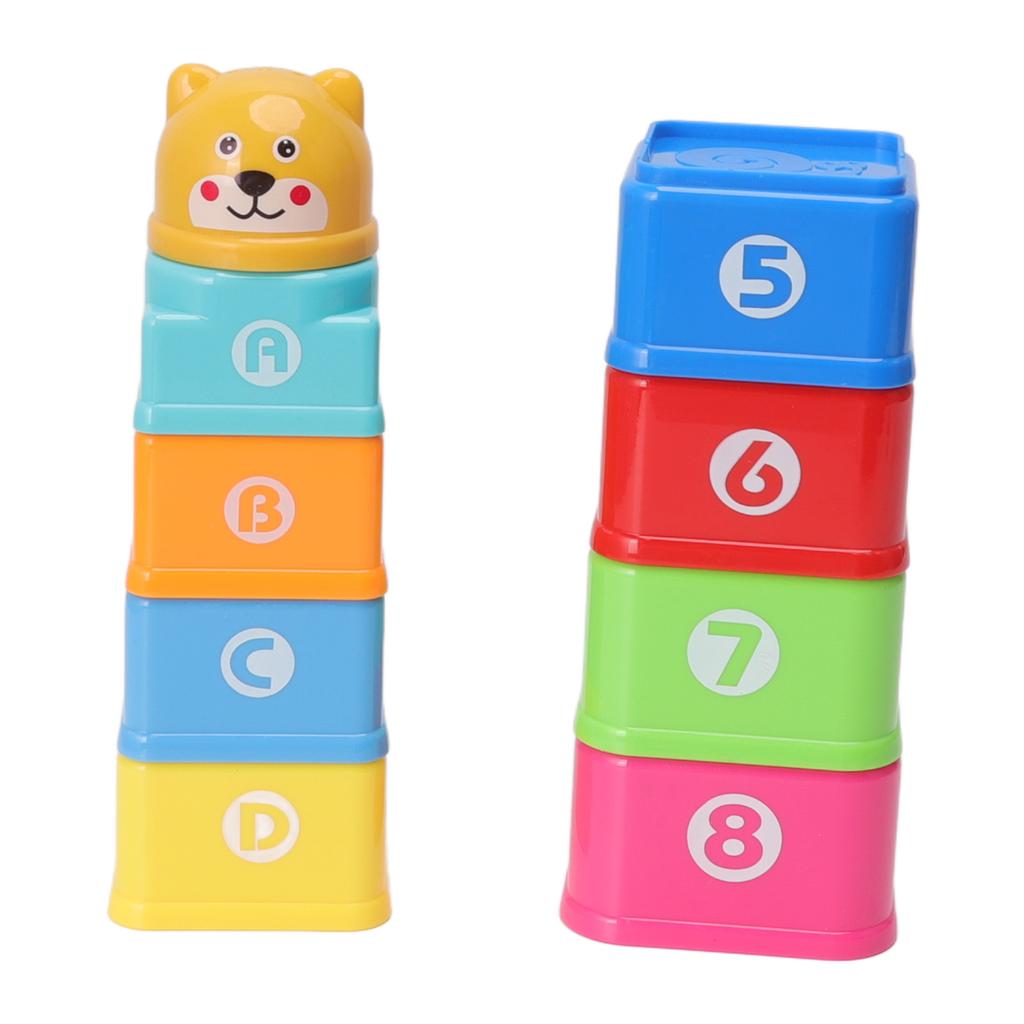 Baby Stapelspielzeug Puzzle Spaß Cartoon Viereck Zahlen Buchstaben Stapelbecher Baby Bauspielzeug