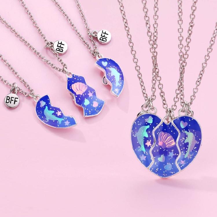 3 Pezzi Collana Girocollo Magnetica a Forma di Cuore Ottima per Amiche Catena a Cuore da Unire