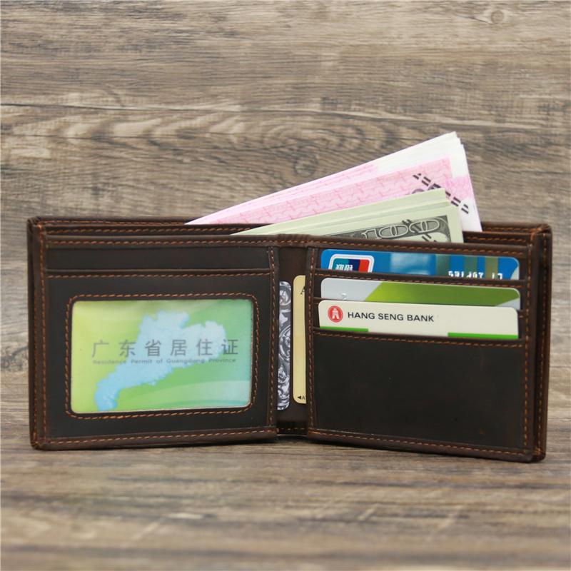 Retro Herren Kurze Brieftasche Erste Crazy Horse Leder Multifunktions Multi-Card Brieftasche Geldbörse Casual Business All-Match