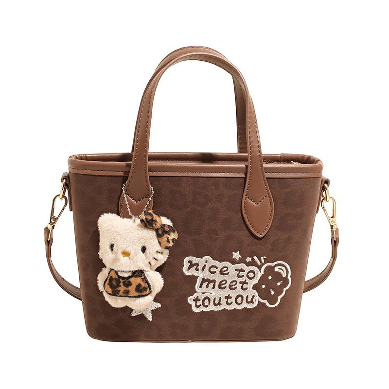 2025 Autumn/Winter Retro Leopard Print Women's Versatile Bucket Handbag - Simple Commute Crossbody & Shoulder Bag