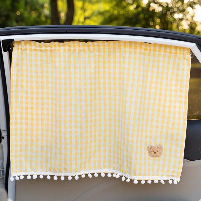 1pc Universal Car Sun Shade Curtains Cute Cartoon Bear Car Styling Rear Side Window Windshield Sunshade Protect Window Curtains