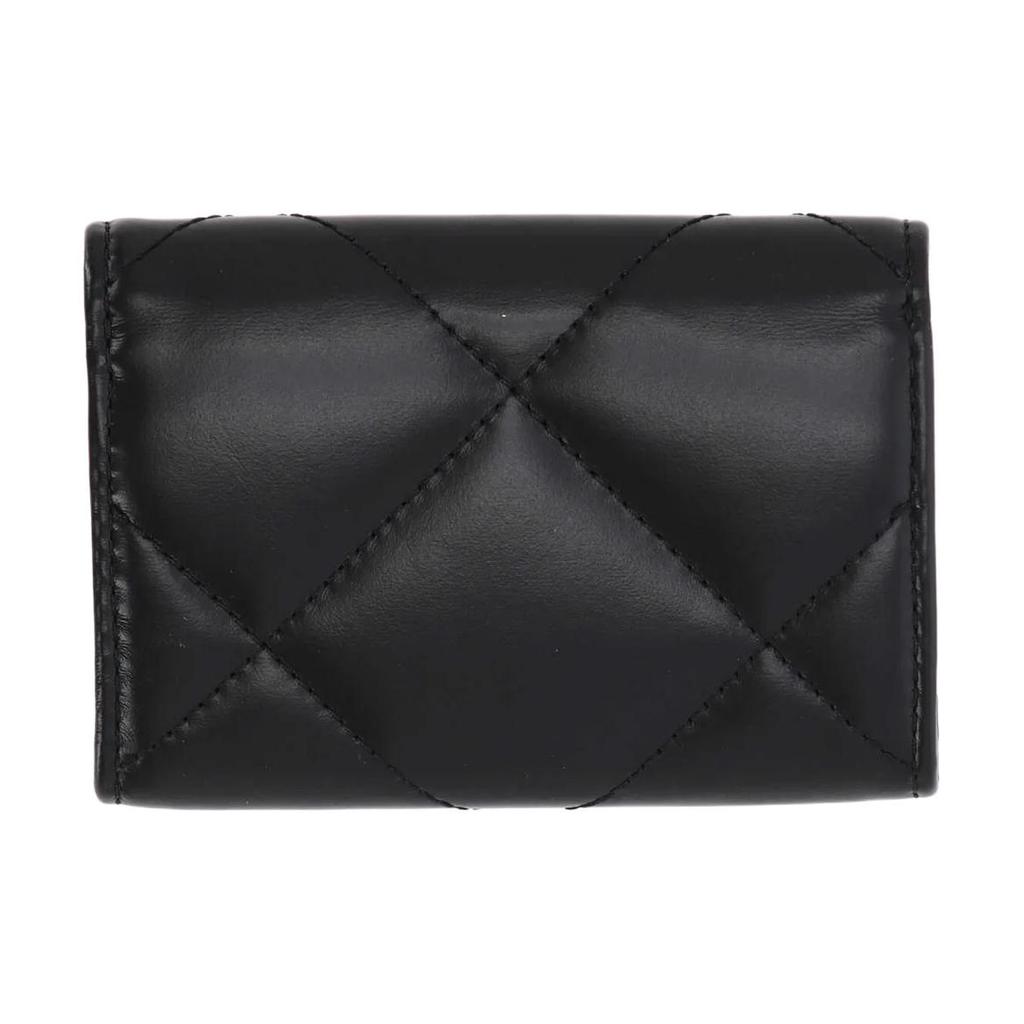 Tory Burch Quilted Metallic Floral Decoration Leather Card Holder Women Accessories Black 165050-001