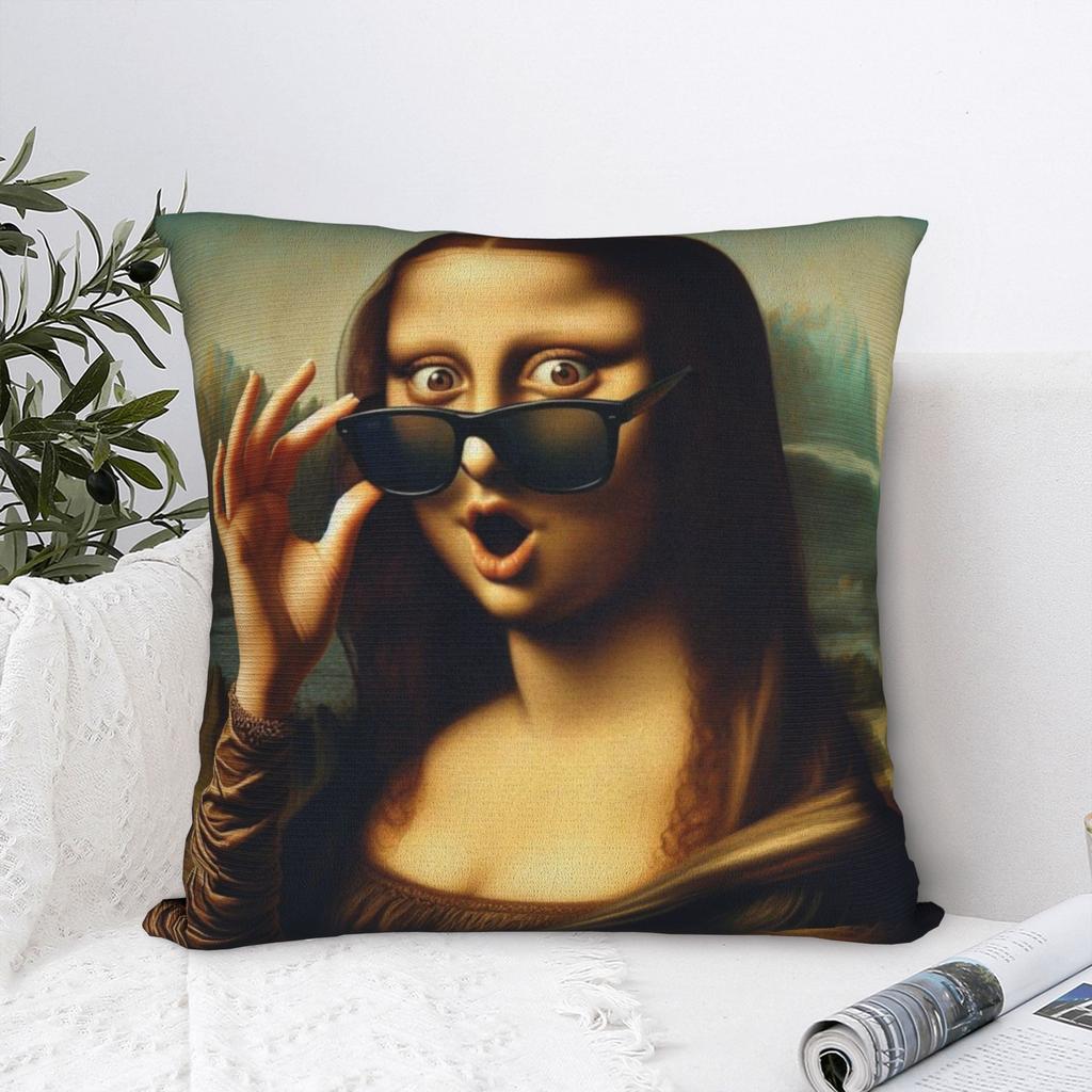 Cool Mona Lisa with Shades Pillow Cover Soft Cushion Cover Morden Pillow Case For Living Room Sofa