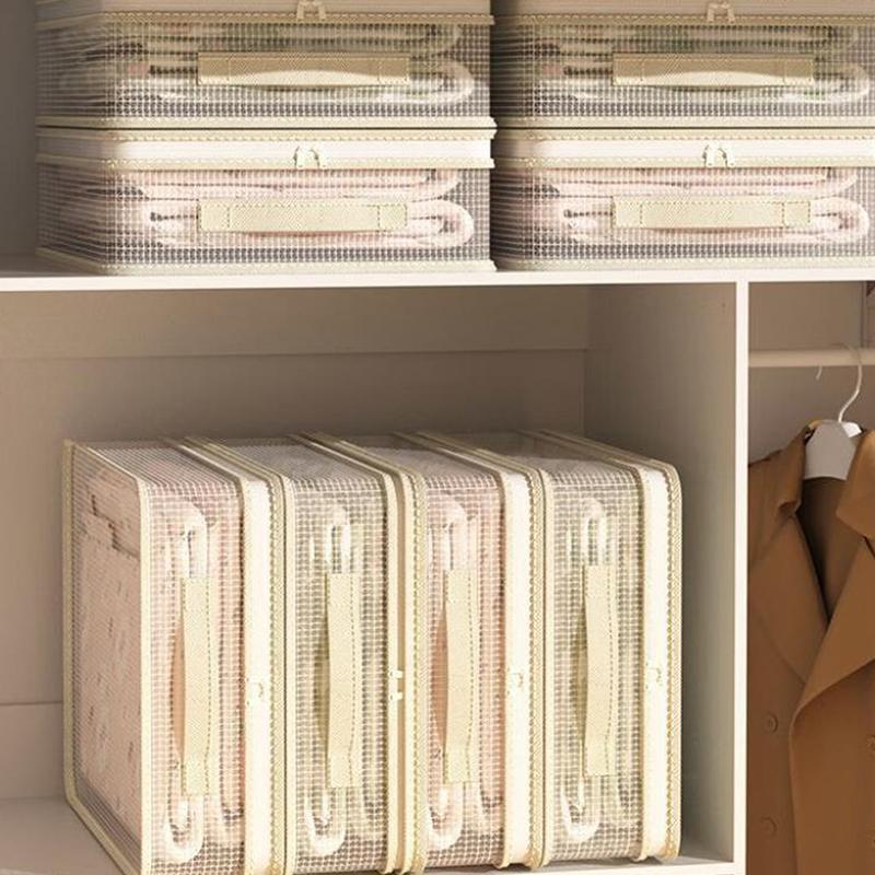 Clear Clothes Storage Bag, Plastic Blanket Storage Bag With Zipper, Foldable Closet Organizer, Moving Bags For Blanket, Bedding