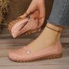 Goreyodoly Women Comfortable Slip-On Loafers, Lightweight Breathable Wide Fit Flats with Embroidery & Rhinestone Buckle