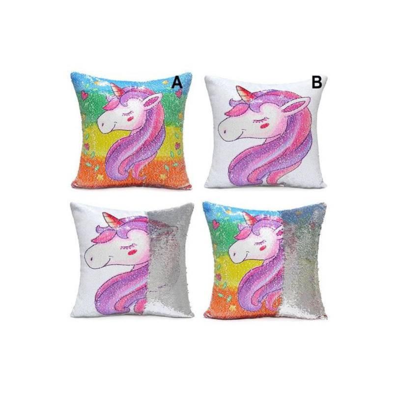 Pillow Unicorn Sequin Cases Cute Cartoon Sofa Cushions Car Decorations Party