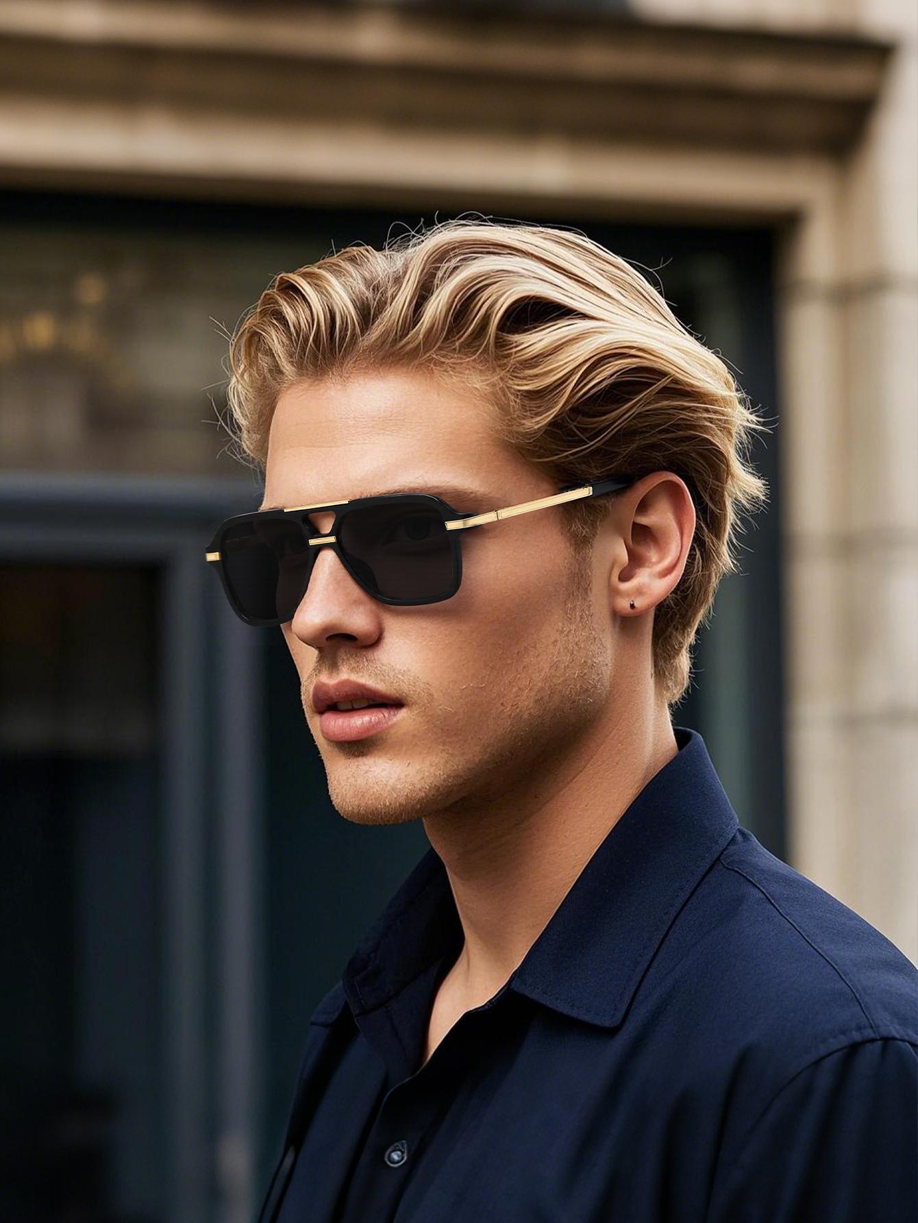 

1 шт. крутые модные мужские солнцезащитные очки-пилот в металлической оправе для женщин, повседневные солнцезащитные очки для активного отдыха, винтажные аксессуары для очков.