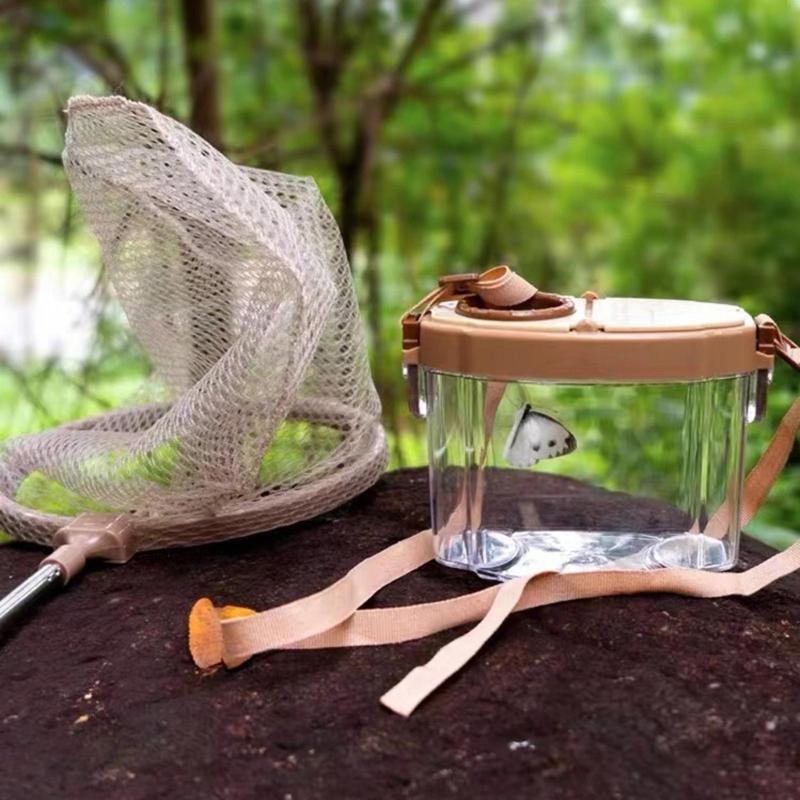 Kids Insect Catcher Set with Fishing Net Magnifier Glass Tweezers Insect Observation Box for Outdoor Exploration Camping