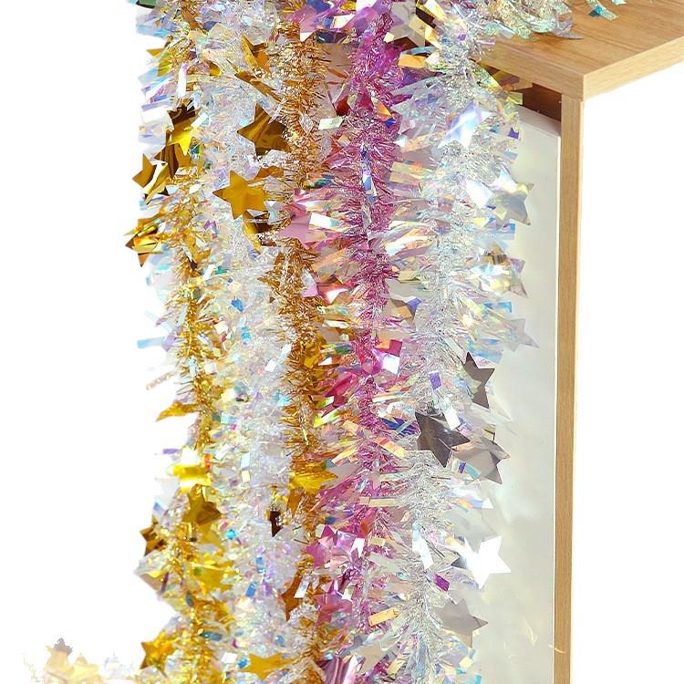Shiny Ribbon Pull Flower Tinsel for New Year, Wedding, Birthday, and Indoor Festival Decoration