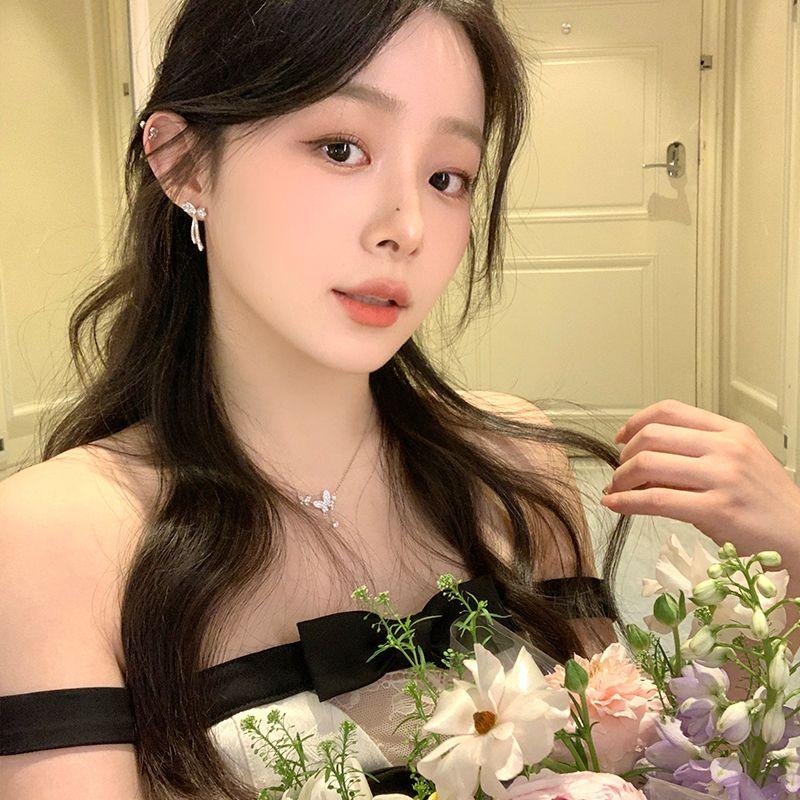 

Shiny Full Zirconium Bows Earrings Female Light Luxury Minority Fancy Earrings Unique Graceful Earrings Non-Piercing Ear Clip S925 silver needle-Bows pair