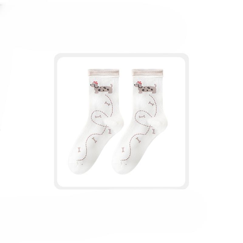 Female Autumn and Winter New Cartoon Dachshon Dog Cute Lace Tube Cotton Socks