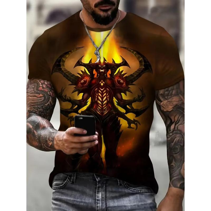 Horror Death Satan Pattern T shirts For Men/Women 3D Print Street Trend T-shirts Summer Oversized Man Clothing Short Sleeve Tops
