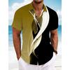 2026 Summer Men's Geometric Line Abstract Art Shirts Short Sleeve Tops Casual Shirts Turndown Casual