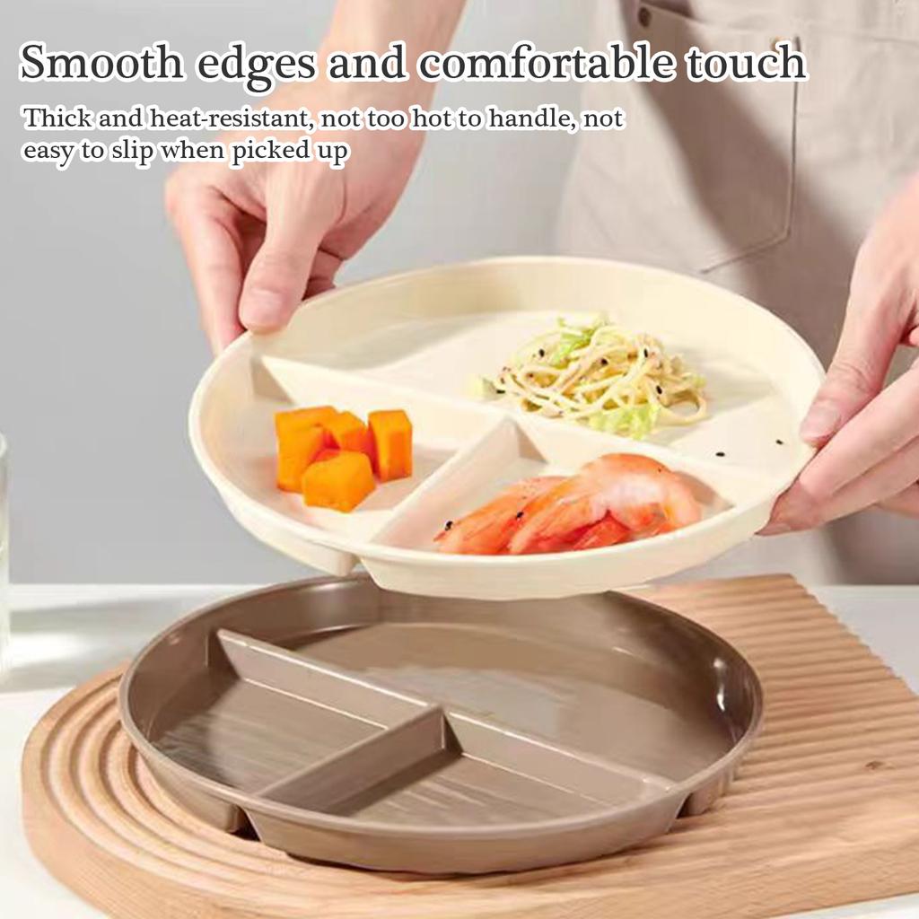 22cm Sectioned Dining Plate Kitchen Tablewares Plastic Texture Dinner Dishes Suitable for Microwave and Dishwasher Use