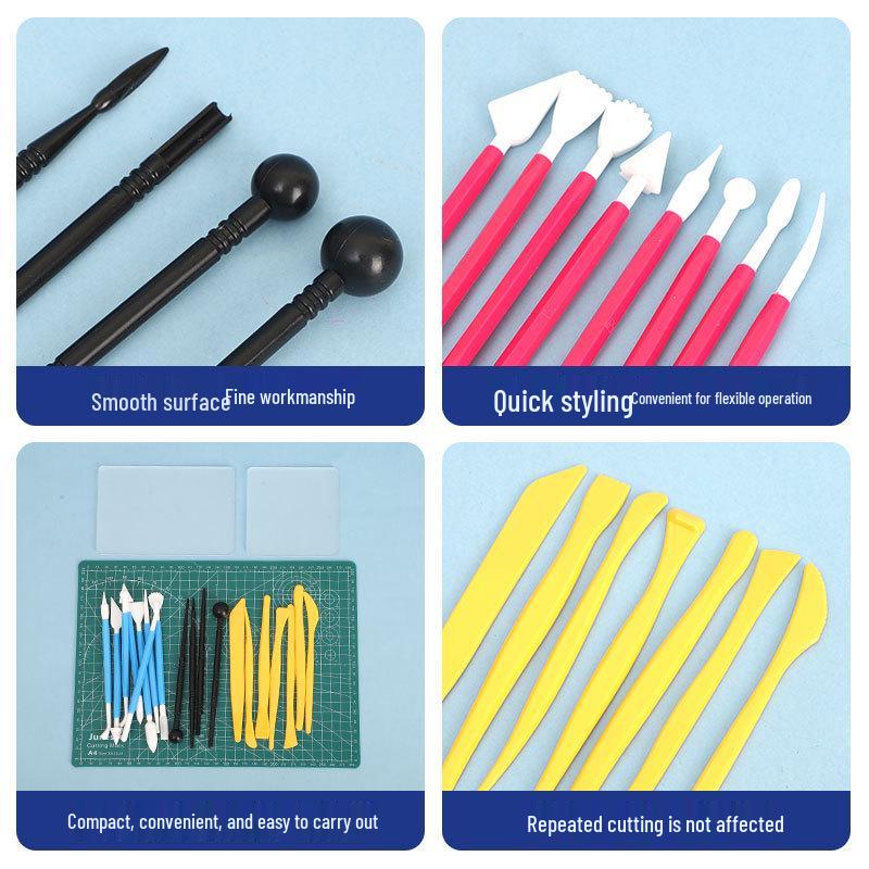 Super Light Clay Tool Kit: Acrylic Rolling Pin, DIY Clay Play Mat, Sculpting Tools