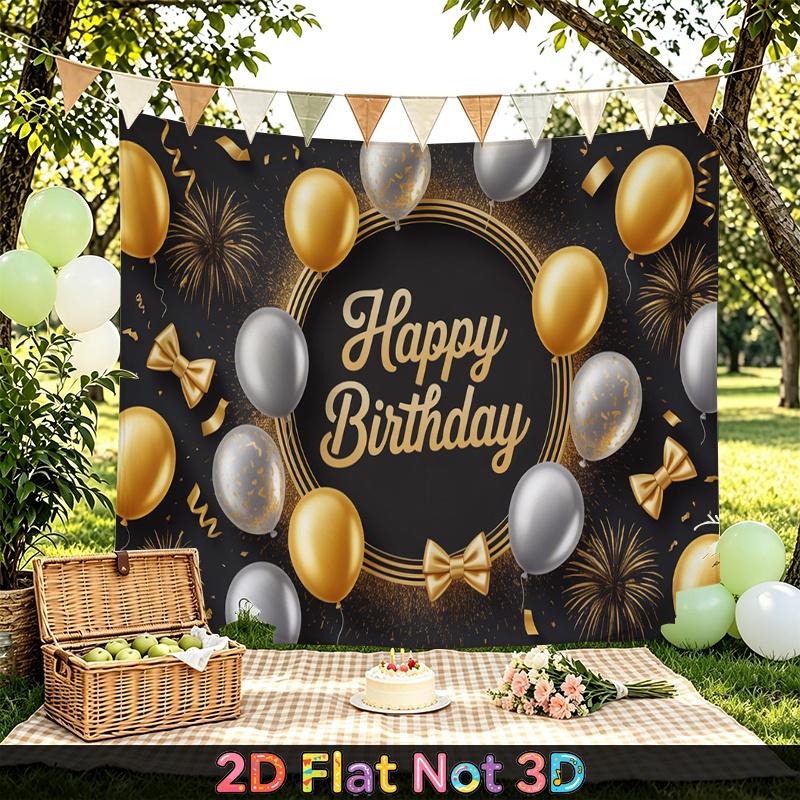 Party Backdrop Happy Birthday Birthday Fireworks Confetti Bow Photo Booth Background Front Door Decor