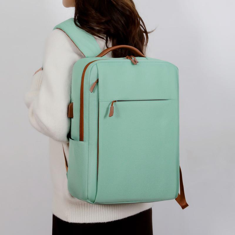 Schoolbag New Simple Business Backpack USB Charging Large Capacity Computer Bag Contrasting Color Commuter Multifunctional Backpack Wholesale