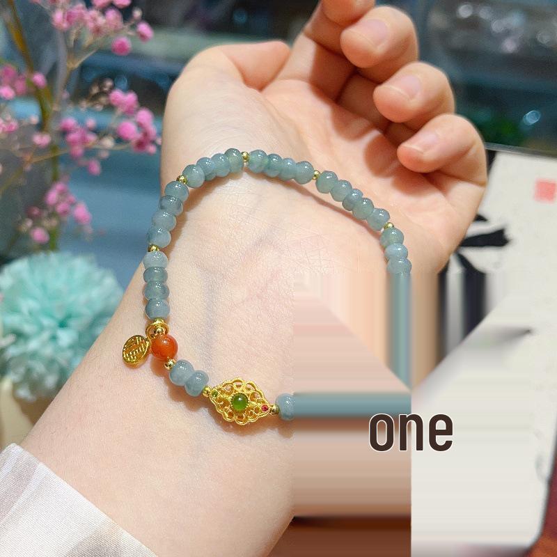 New Jade Bead Bracelet: Peace Blessing Ruyi Design for Women