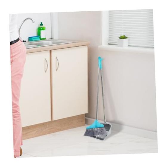 Healvian Upright broom duster set with stainless steel handle and PP soft brush.Balcony cleaning goods with good abrasion resistance and ideal for
